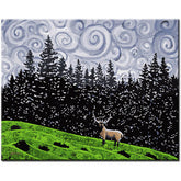 Painting by Numbers Moose Stands on A Meadow in Front of Fir Trees